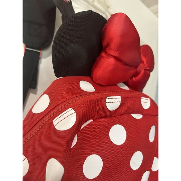 Disney Minnie Mouse Red Polka Dot Backpack Ears Bow Front Pocket main image 10